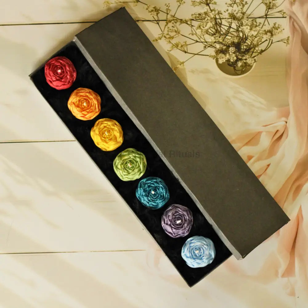 7 Chakra Rose Bud Ritual Soy Candles Set with Gift Box