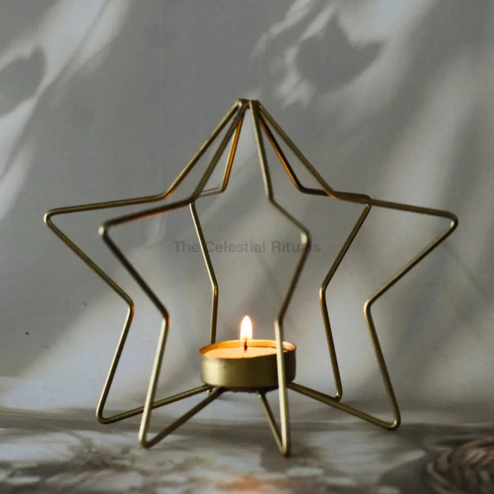 Celestial Starfire Metal Candle Stand for Wiccans and Meditation Rituals – Elevate Your Spiritual Practices Candle