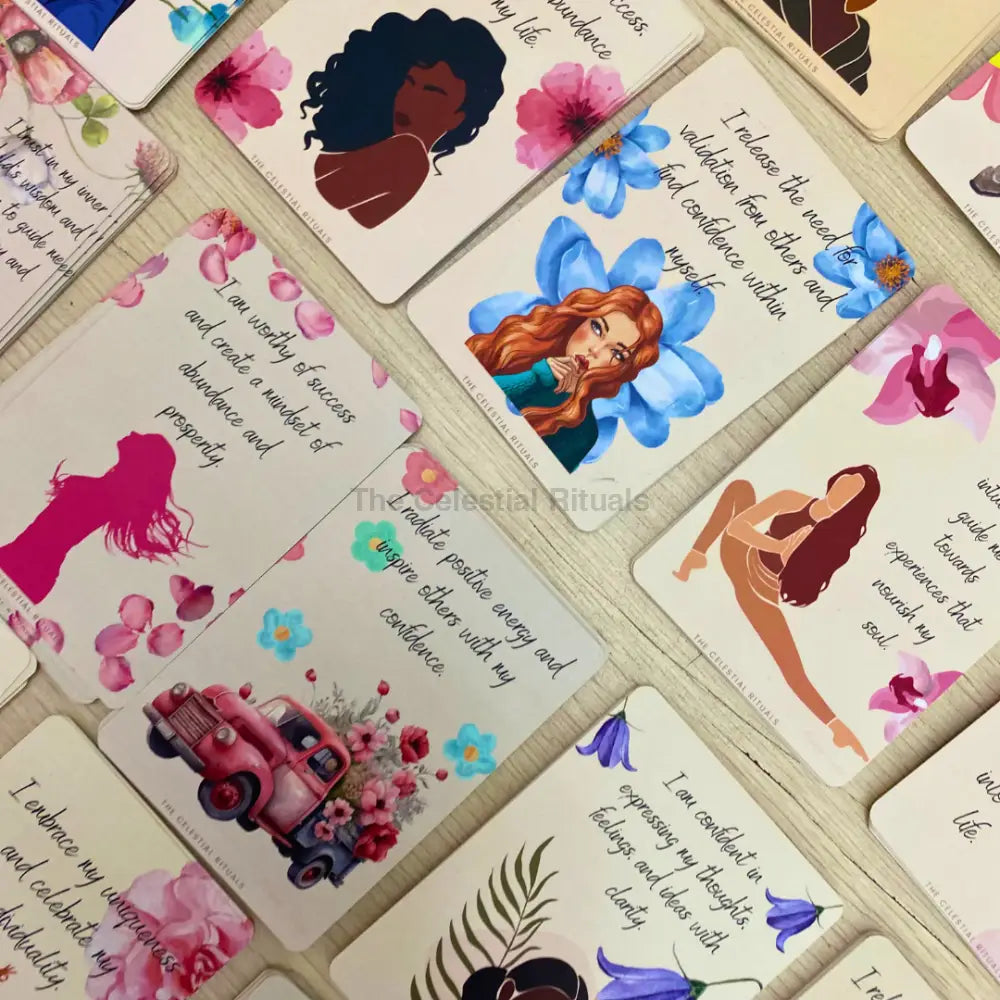 Radiant Soul Premium Affirmation Cards for Her | Full 51 card set with Box Affirmation Cards
