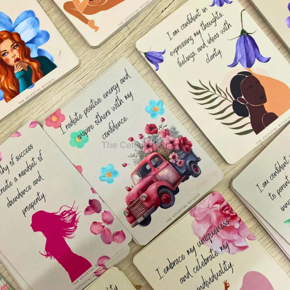 Radiant Soul Premium Affirmation Cards for Her | Full 51 card set with Box Affirmation Cards