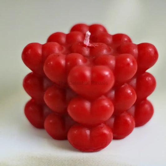 Bold Red Heart Pillar Bubble Candles | Luxury Gifting Candles