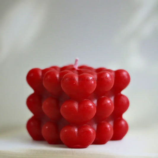 Bold Red Heart Pillar Bubble Candles | Luxury Gifting Candles
