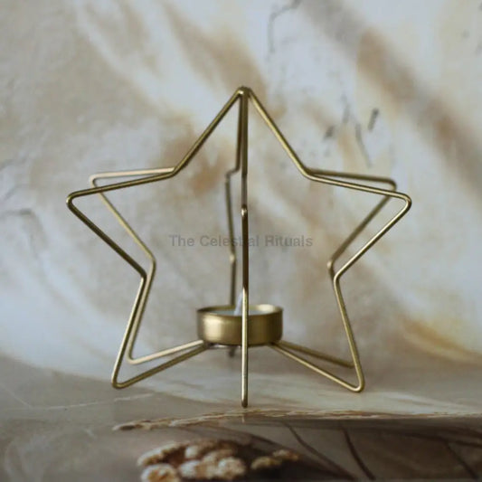 Celestial Starfire Metal Candle Stand for Wiccans and Meditation Rituals – Elevate Your Spiritual Practices Candle