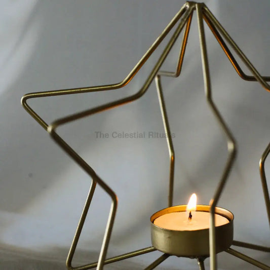 Celestial Starfire Metal Candle Stand for Wiccans and Meditation Rituals – Elevate Your Spiritual Practices Candle