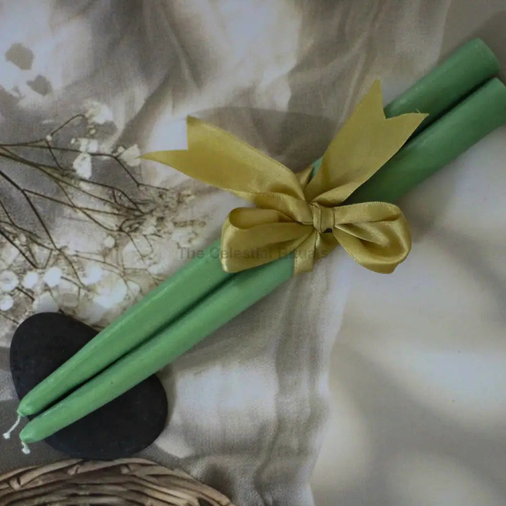 Chakra Alchemy Taper Candles (Set of 2) | Vibrant Colors for Energy Healing Green Candles