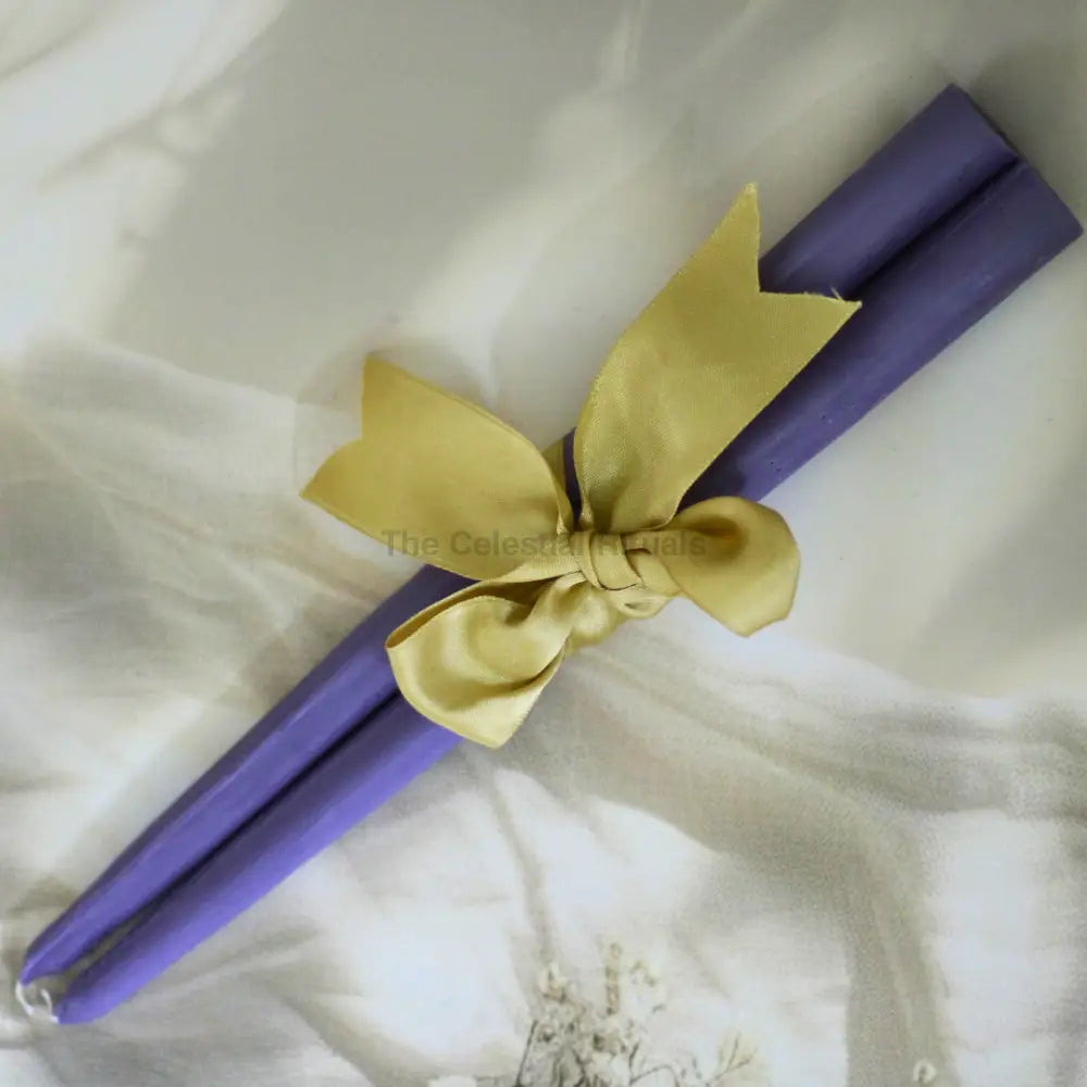 Chakra Alchemy Taper Candles (Set of 2) | Vibrant Colors for Energy Healing Purple Candles