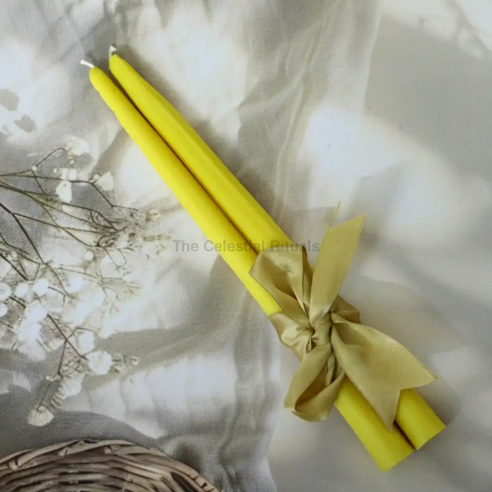 Chakra Alchemy Taper Candles (Set of 2) | Vibrant Colors for Energy Healing Yellow Candles