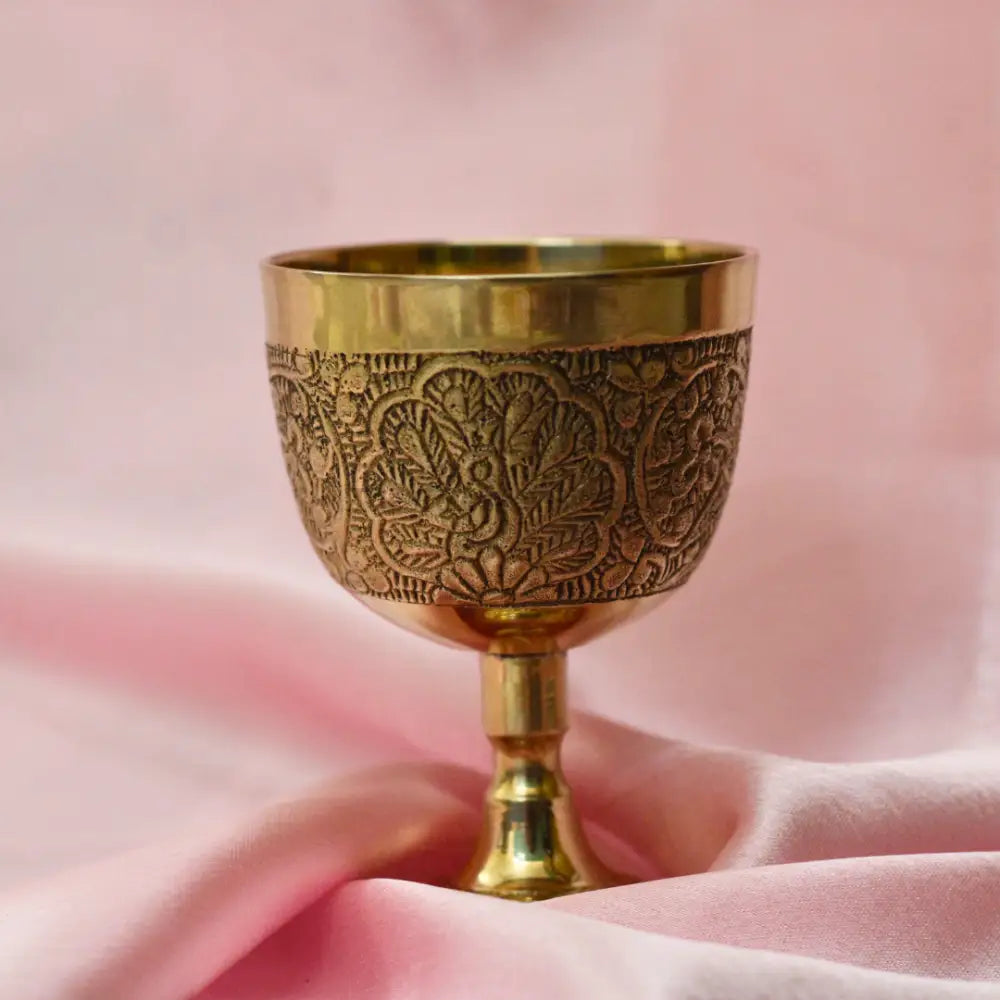 Golden Vintage Embellished Brass Chalice | Perfect for Rituals & Offerings Chalice