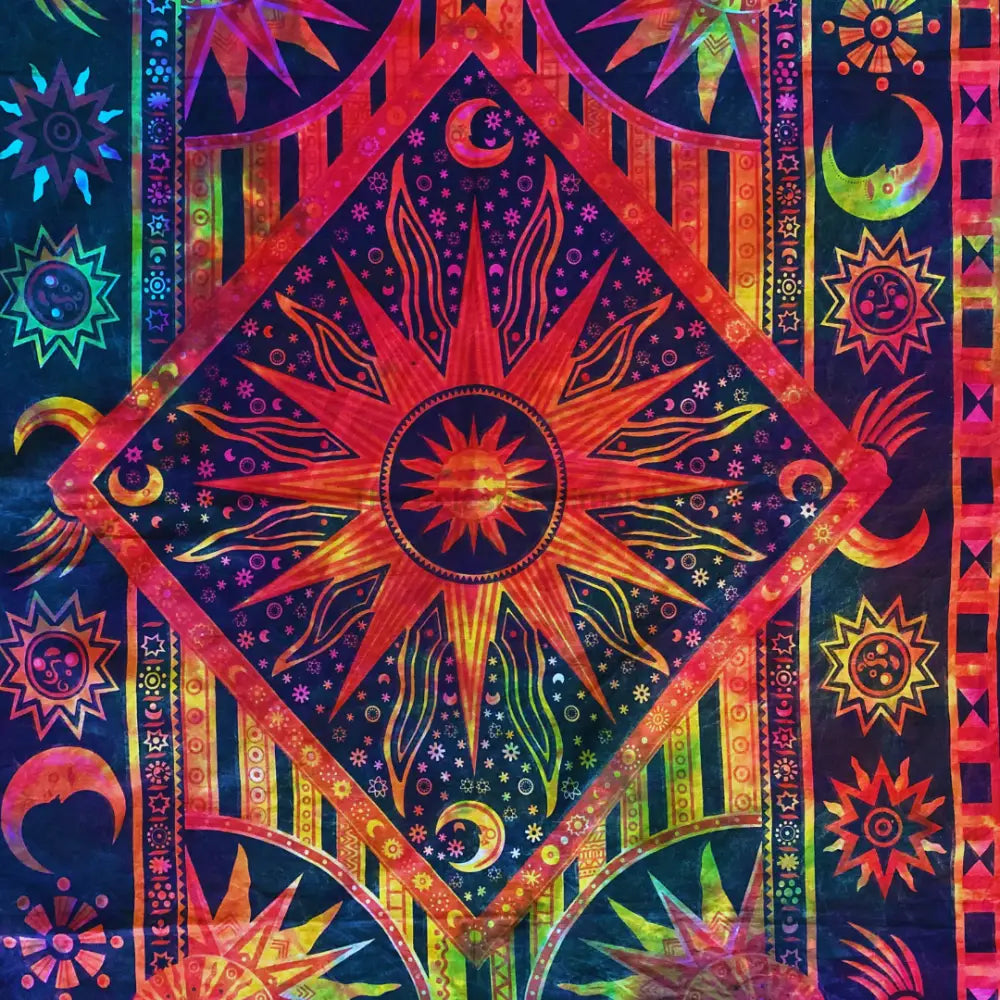 Holographic Sun & Moon Altar Cloth | Celestial Tarot Reading & Meditation Tapestry Tapestry