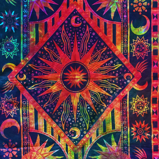 Holographic Sun & Moon Altar Cloth | Celestial Tarot Reading & Meditation Tapestry Tapestry