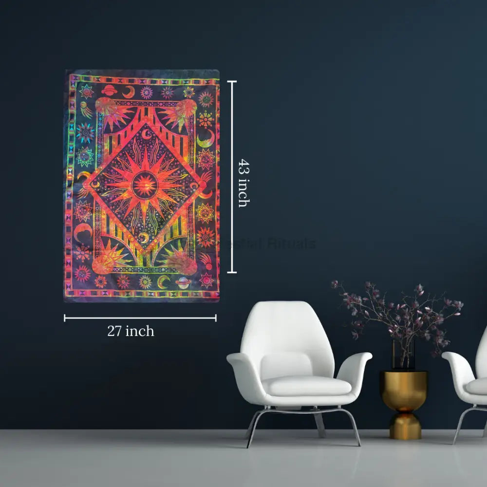 Holographic Sun & Moon Altar Cloth | Celestial Tarot Reading & Meditation Tapestry Tapestry