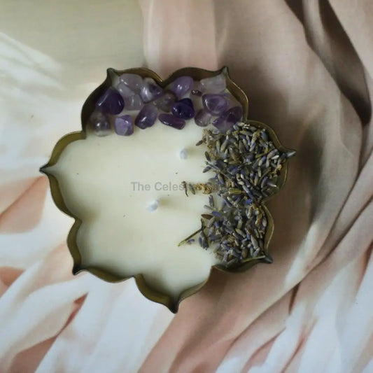 Lotus Urli Intention Candles | Hand-Poured Soy Ritual Candles for Manifestation & Healing Amethyst and Lavender