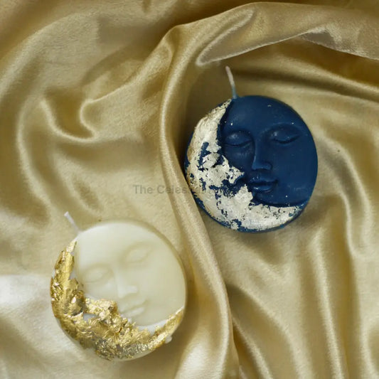 Luxe Gold Silver Foil Moon-Faced Candle - Handcrafted Soy Wax Candle | Gift Box Candles