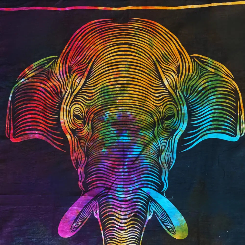 Mystic Elephant Tapestry Altar Cloth – Vibrant Boho Wall Hanging for Spiritual Décor with Gift Box Tapestry