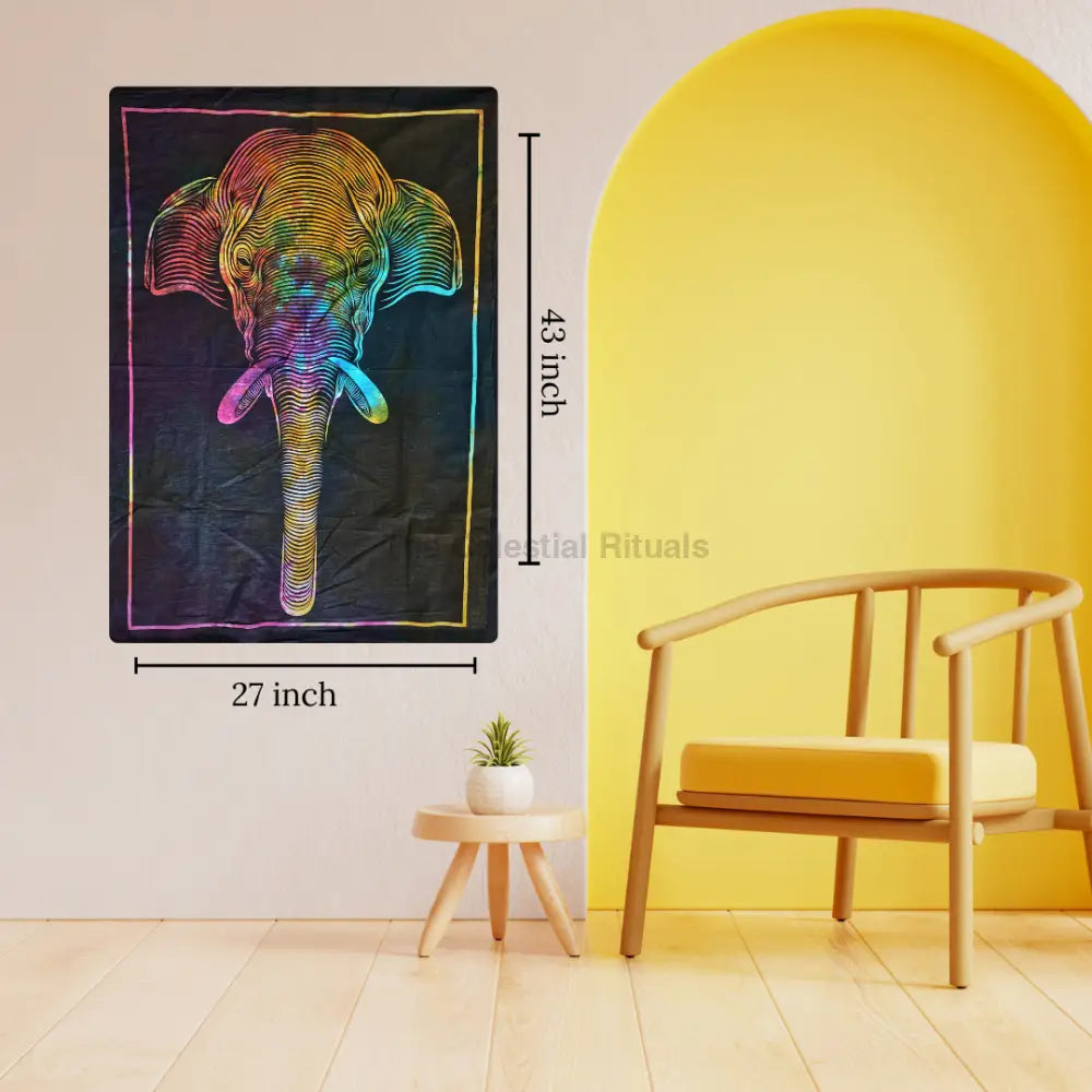 Mystic Elephant Tapestry Altar Cloth – Vibrant Boho Wall Hanging for Spiritual Décor with Gift Box Tapestry