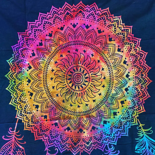 Mystic Mandala Dreamcatcher Tapestry – Spiritual Decor Tapestry