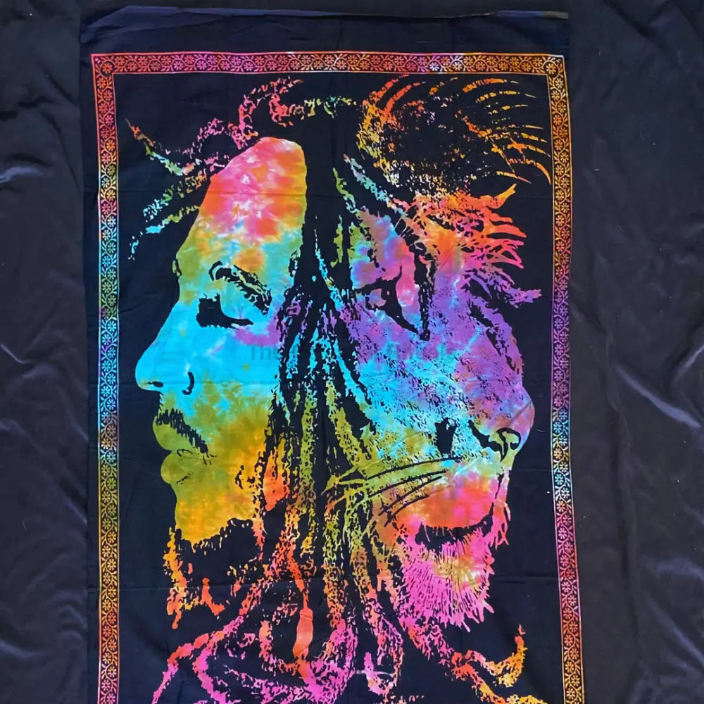 Mystic Rasta Lion Tapestry Altar Cloth – Spiritual Boho Wall Hanging for Energy Tapestry