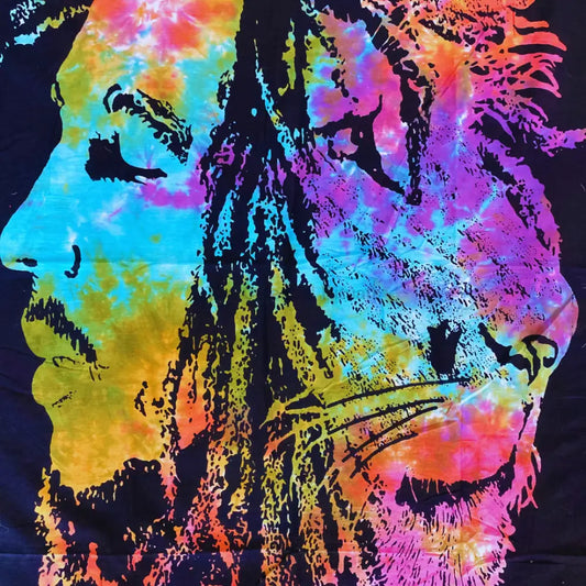 Mystic Rasta Lion Tapestry Altar Cloth – Spiritual Boho Wall Hanging for Energy Tapestry