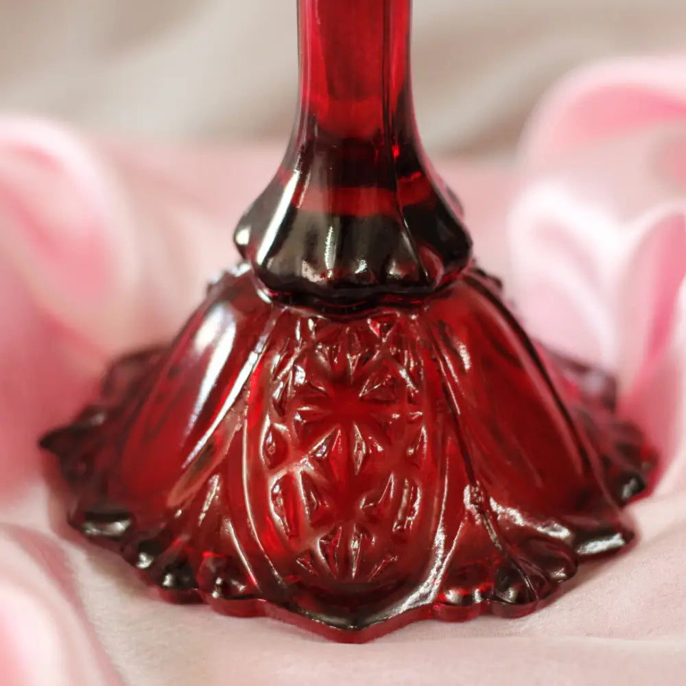 Mystic Scarlet Glass Candle Stand – Elegant Candle Holder for Rituals Candle Holders