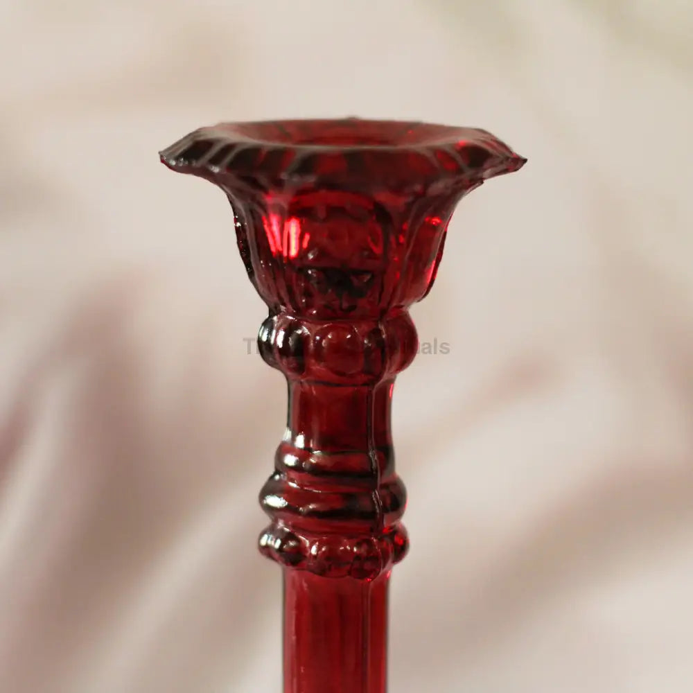 Mystic Scarlet Glass Candle Stand – Elegant Candle Holder for Rituals Candle Holders