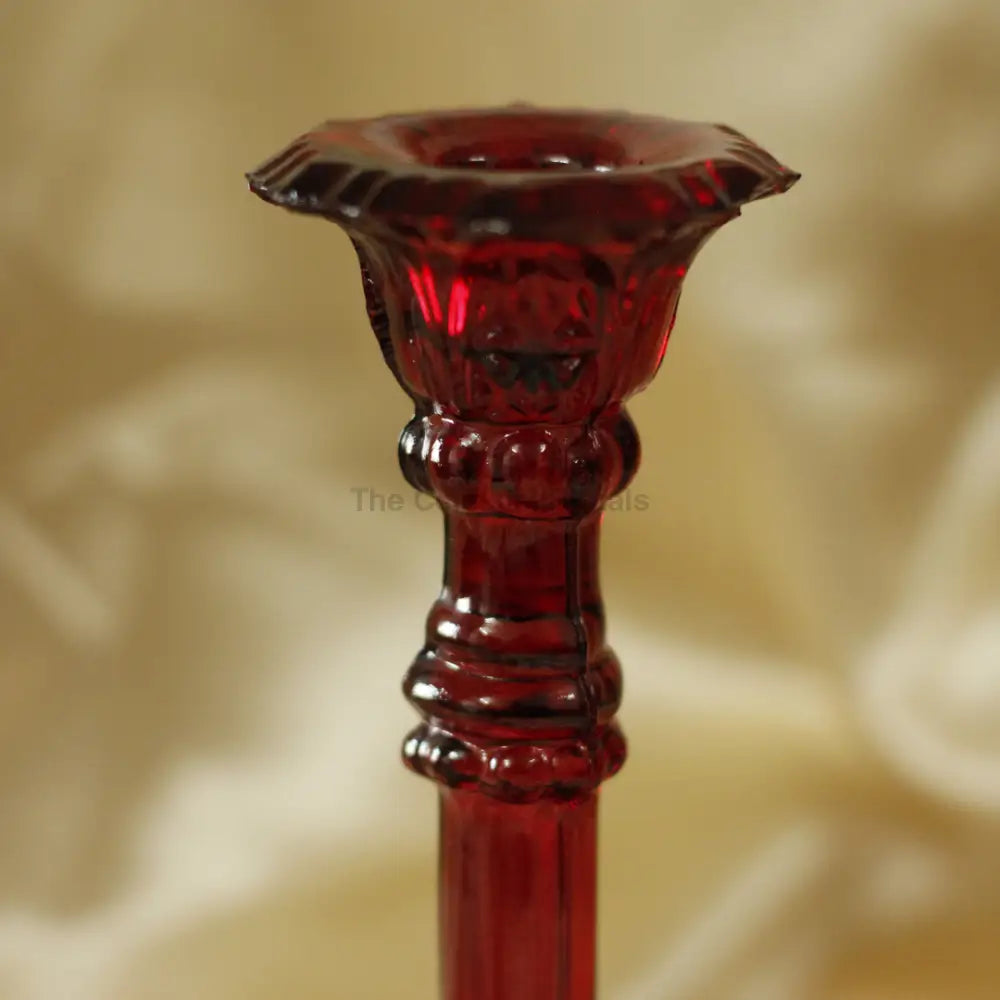 Mystic Scarlet Glass Candle Stand – Elegant Candle Holder for Rituals Candle Holders
