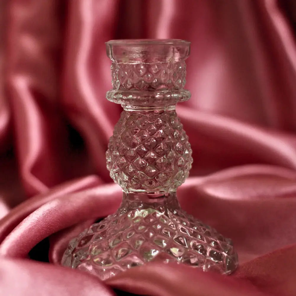 Mystic Scarlet Glass Candle Stand – Elegant Candle Holder for Rituals Small White Candle Holders