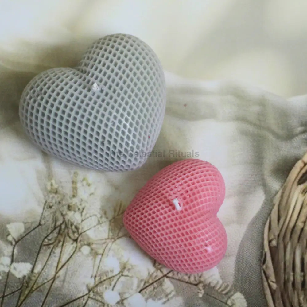 Hearts Ribbed Candle | Spiritual Self-Love & Healing Rituals Big and Small - Grey and Pink Candles