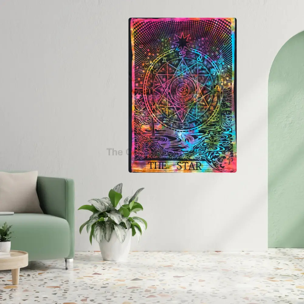 The Star Tarot Altar Cloth | Mystical Tapestry for Spiritual Décor Tapestry