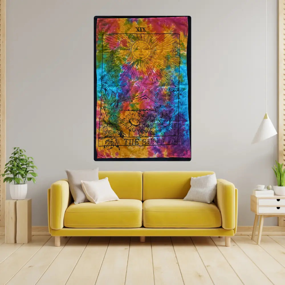 The Sun Tarot Tapestry Altar Cloth for Rituals and Spiritual Boho Décor Tapestry