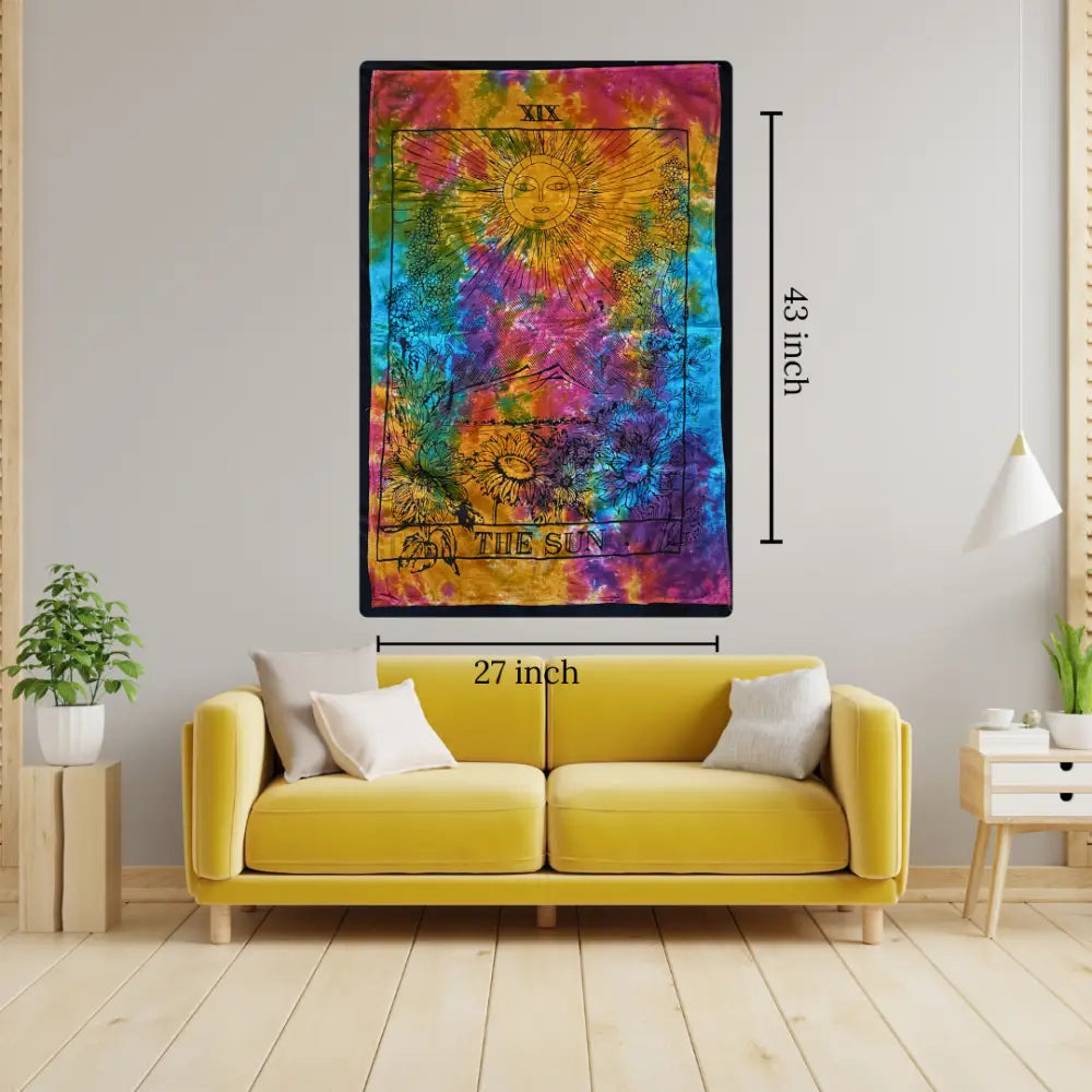The Sun Tarot Tapestry Altar Cloth for Rituals and Spiritual Boho Décor Tapestry