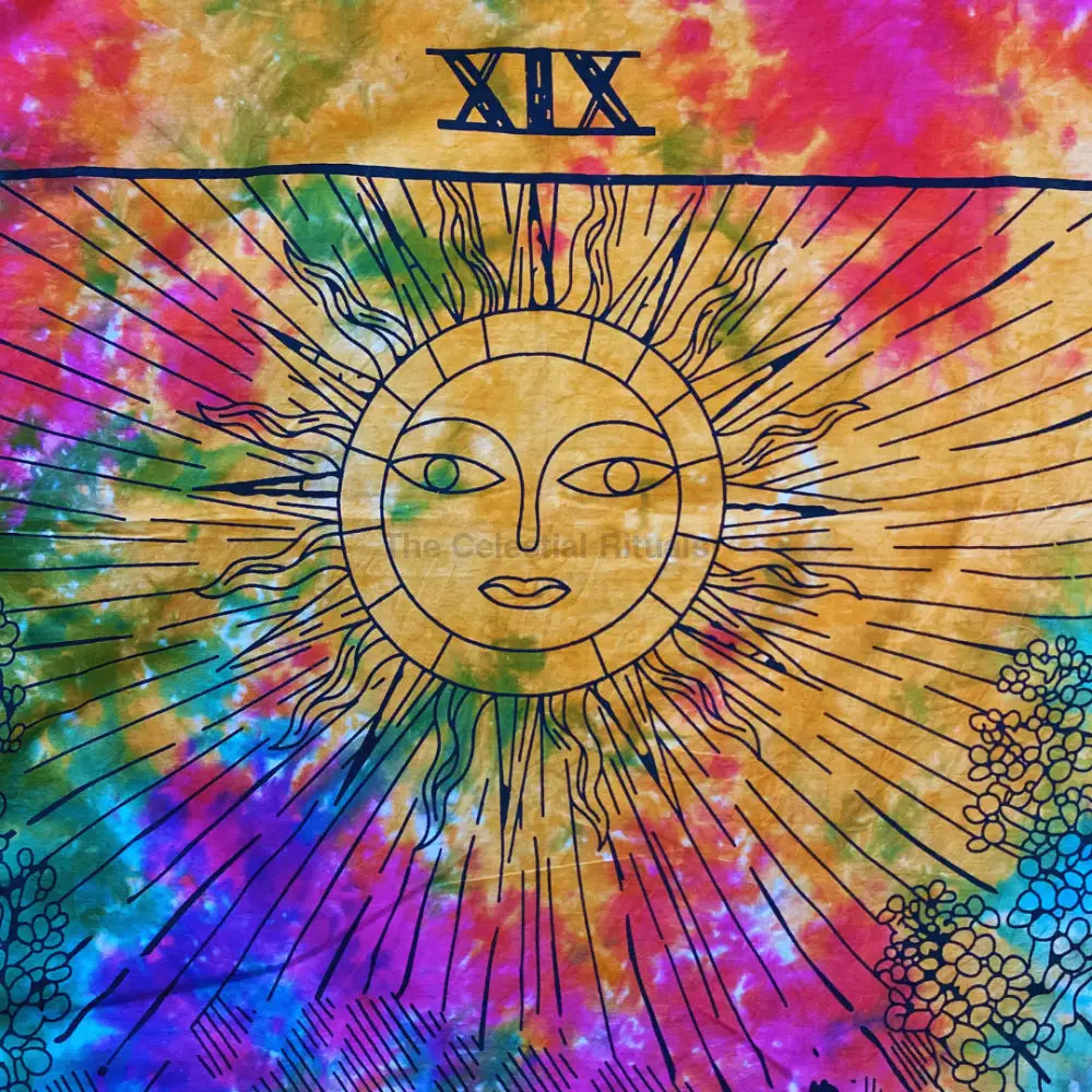 The Sun Tarot Tapestry Altar Cloth for Rituals and Spiritual Boho Décor Tapestry