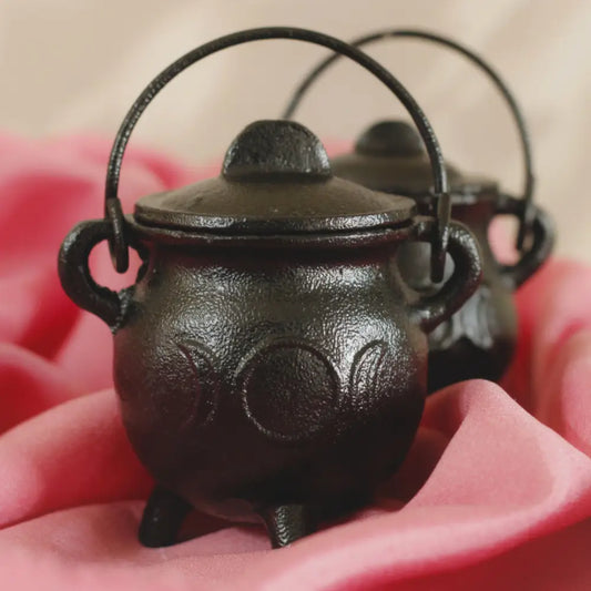 Triple Moon Goddess Cast Iron Cauldron | Perfect for Smudging Rituals and Decor Cauldron