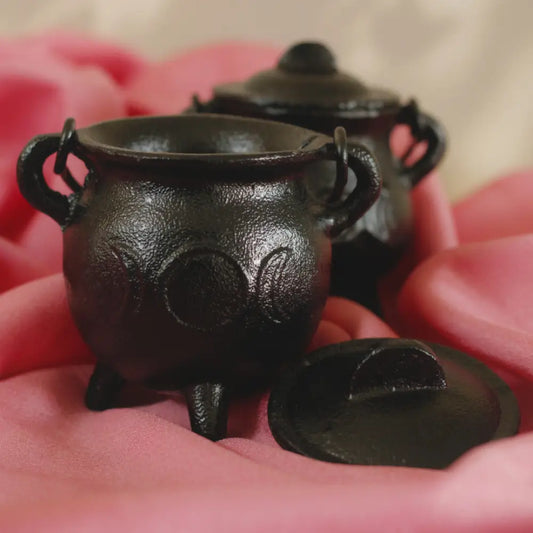 Triple Moon Goddess Cast Iron Cauldron | Perfect for Smudging Rituals and Decor Cauldron