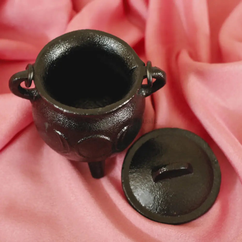 Triple Moon Goddess Cast Iron Cauldron | Perfect for Smudging Rituals and Decor Small Cauldron
