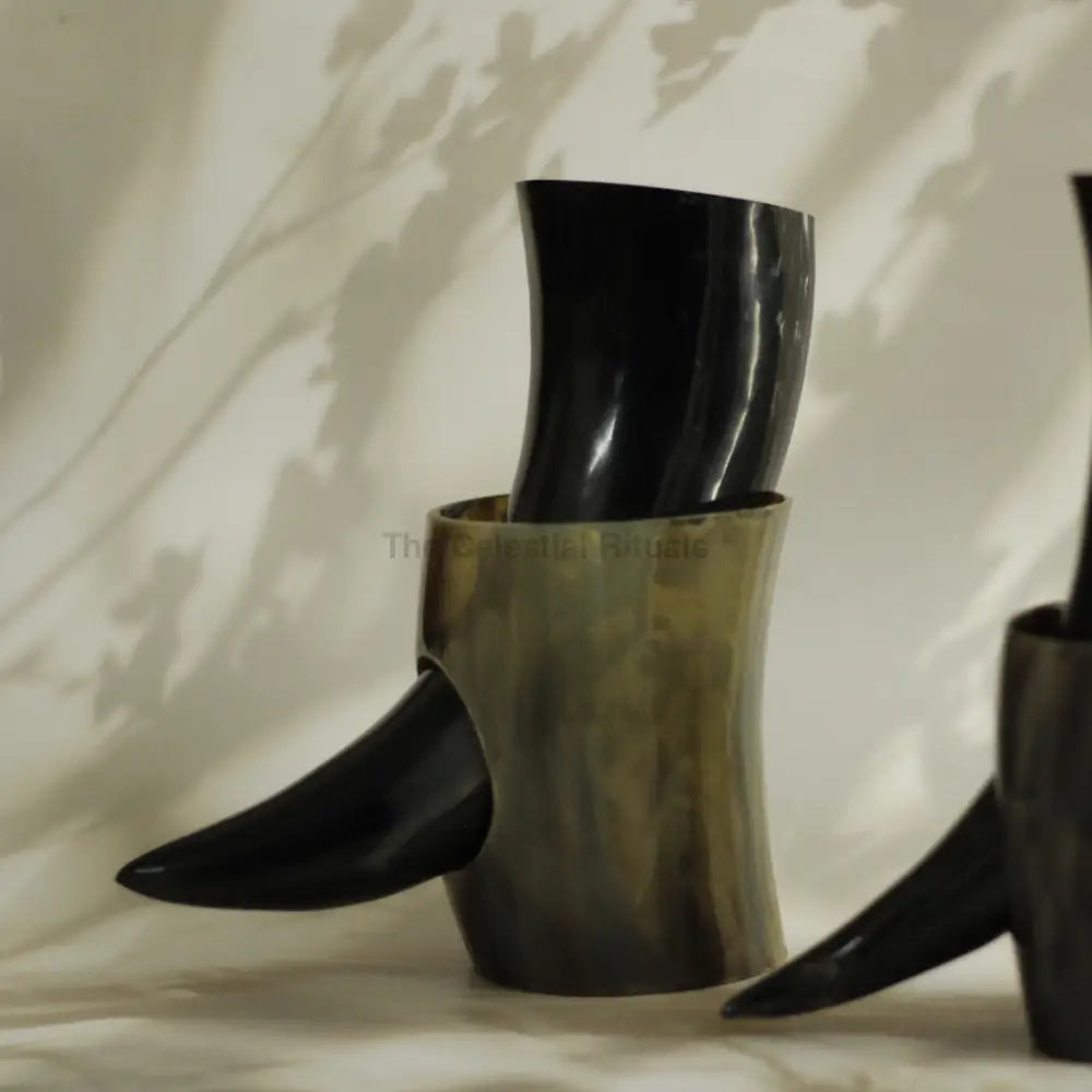 Viking Drinking Horns Tankards With Stand Authentic Horn Mugs Chalice