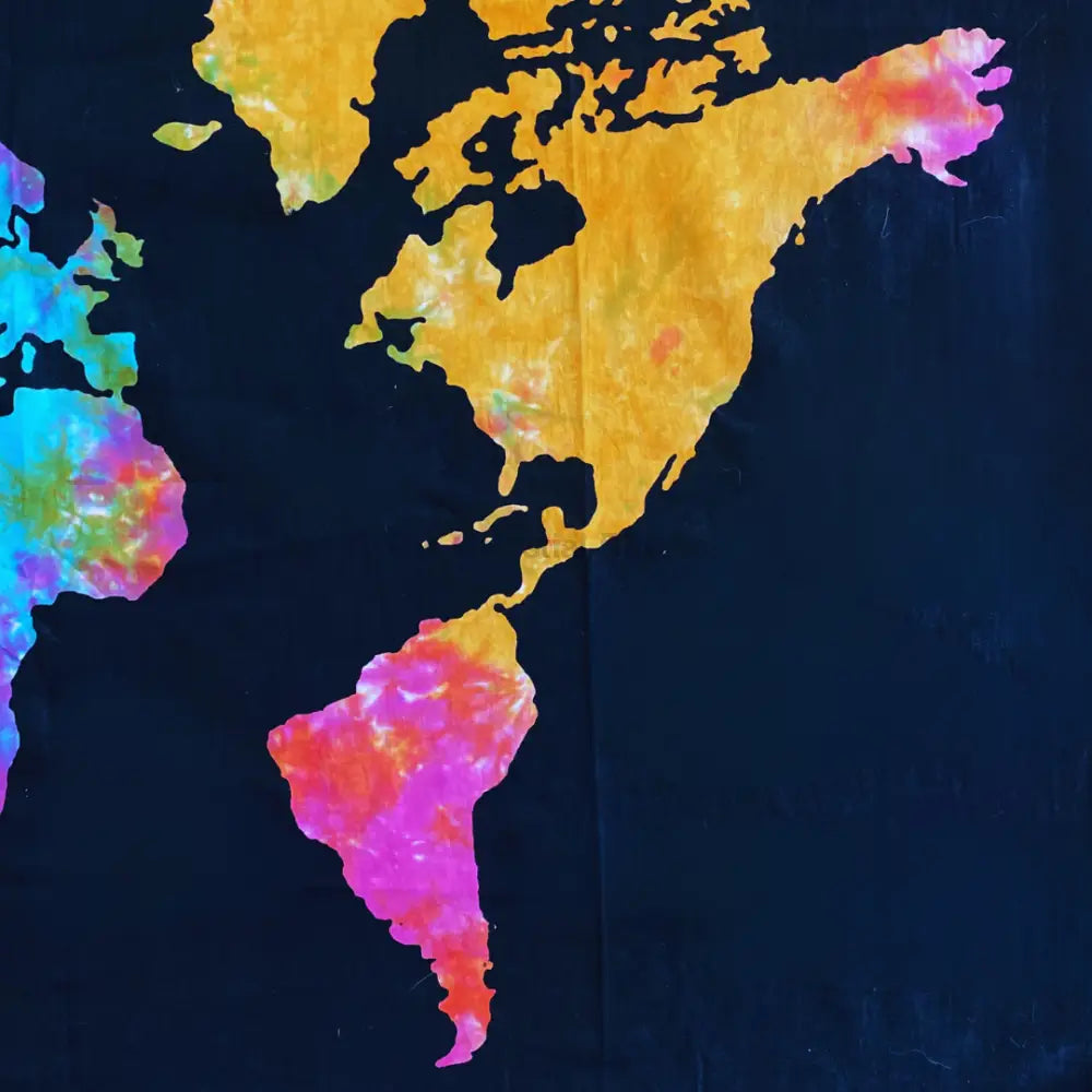 World Map Tapestry – Vibrant Boho Wall Hanging for Travel Lovers