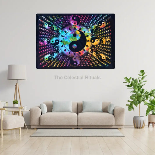 Yin Yang Tapestry – Cosmic Altar Cloth for Balance & Harmony Tapestry